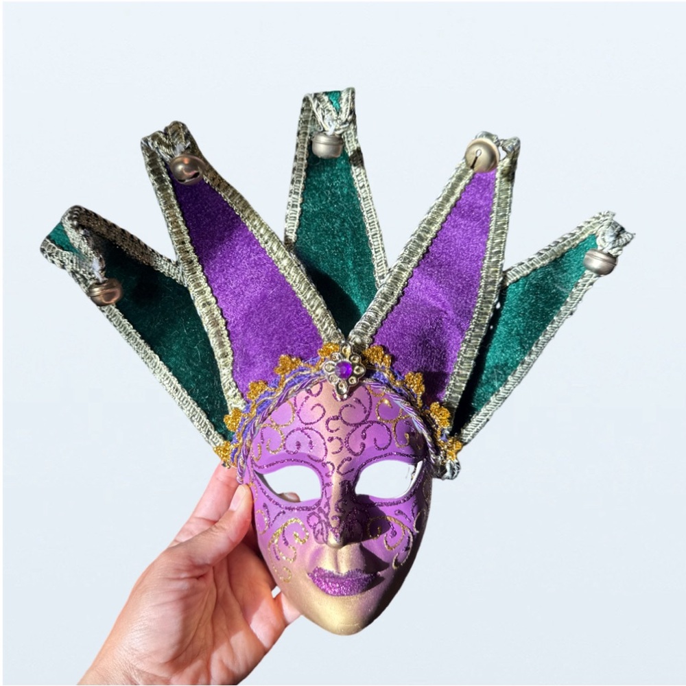 Authentic Purple, Green, and Gold Jester Mask